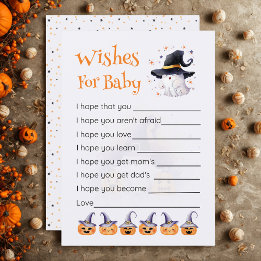 Cute Halloween Little Boo is Due Wishes For Baby Invitation