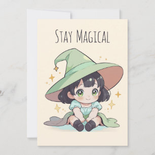Cute Halloween Magical Kawaii Baby Witch Holiday Card