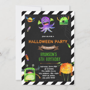 Cute halloween monster party invitation