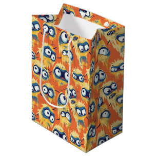 Cute Halloween Monster Yellow Orange Medium Gift Bag