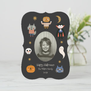 Cute Halloween Monsters Personalised Photo  Holiday Card