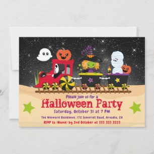 Cute Halloween Monsters Train Invitation
