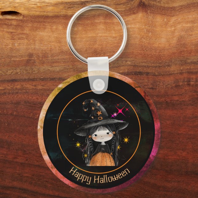 Cute Halloween Moster and Witch Keychain (Front)