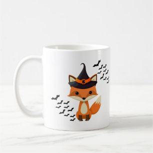 Cute Halloween Mug with Fox and Witch Hat, Fun Cup