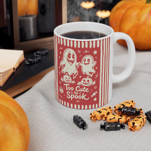 Cute Halloween Mug with Ghosts, Red