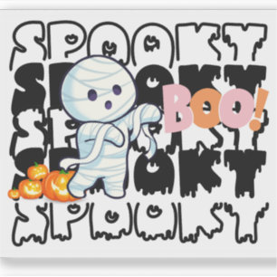 Cute Halloween Mummy "Spooky Boo" Vinyl Sticker