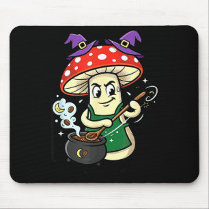 Cute halloween mushroom witch hat cauldron magic mouse pad