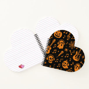 cute Halloween music heart notebook