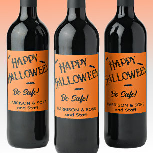 Cute Halloween, Name, Black Orange 6 Wine Labels