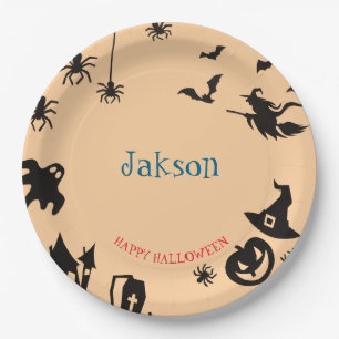 Cute Halloween Name Paper Plates – Personalized 