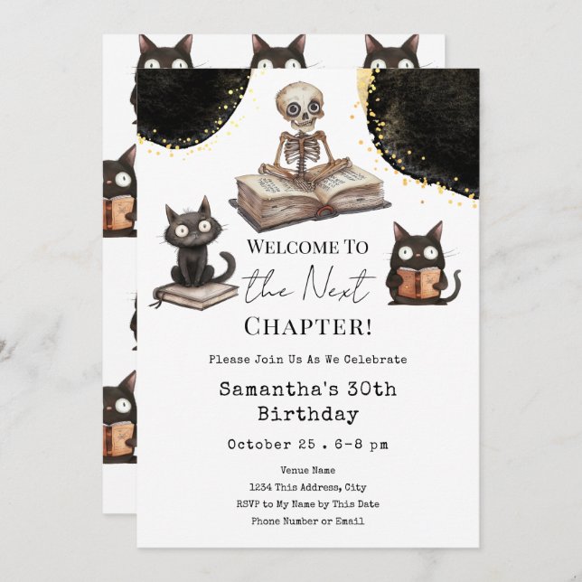 Cute Halloween Next Chapter 30th Adult Birthday Invitation (Front/Back)