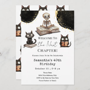 Cute Halloween Next Chapter 40th Adult Birthday Invitation
