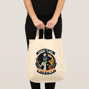 Cute Halloween Nurse by Day Witch by Night Tote Bag