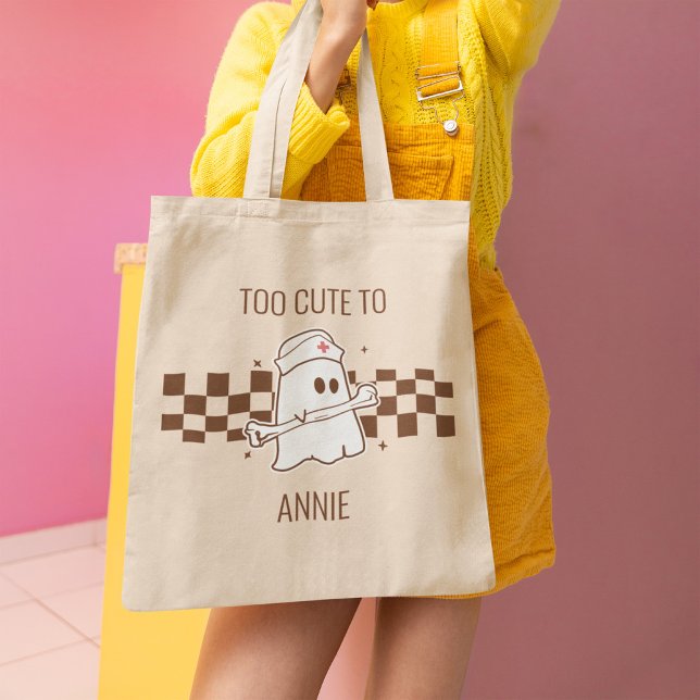 Cute Halloween Nurse Doctor Hospital Brown Ghost Tote Bag (Creator Uploaded)