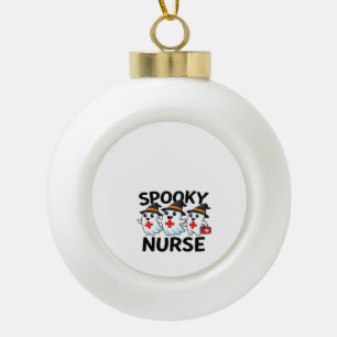 Cute Halloween Nurse Ghosts Cartoon Classic T-Shir Ceramic Ball Christmas Ornament