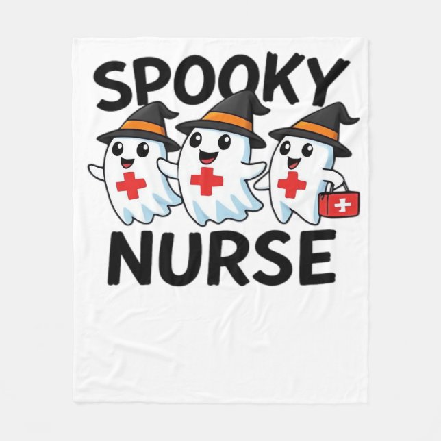 Cute Halloween Nurse Ghosts Cartoon Classic T-Shir Fleece Blanket (Front)