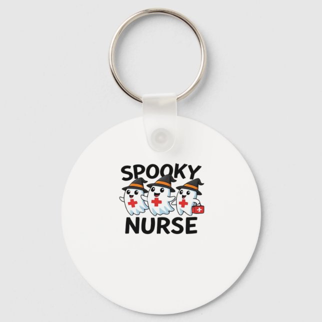 Cute Halloween Nurse Ghosts Cartoon Classic T-Shir Key Ring (Front)