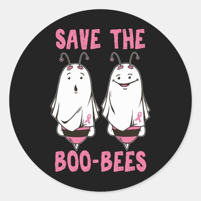 Cute Halloween October Breast Cancer Awareness Sav Classic Round Sticker (Front)