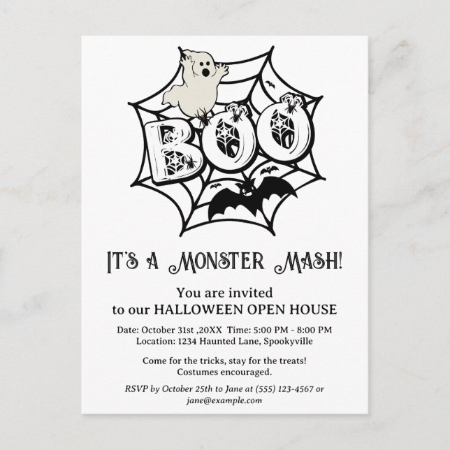Cute Halloween Open House Invitation Postcard (Front)