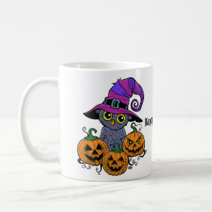 Cute Halloween owl and pumpkins humour Coffee Mug