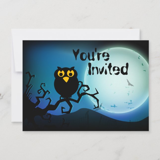 Cute Halloween Owl Baby 1st Birthday Invite (Front)
