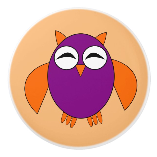 Cute Halloween Owl Ceramic Knob (Front)