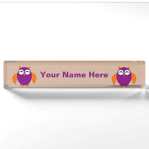 Cute Halloween Owl Custom Desk Nameplate