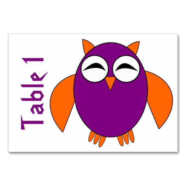 Cute Halloween Owl Customisable Tablecard Table Number (Front)