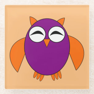 Cute Halloween Owl Glass Coaster