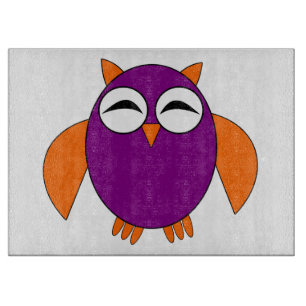 Cute Halloween Owl Glass Cutting Board