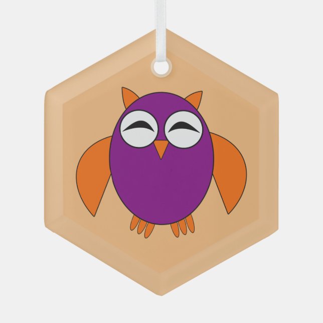 Cute Halloween Owl Glass Tree Decoration (Front)
