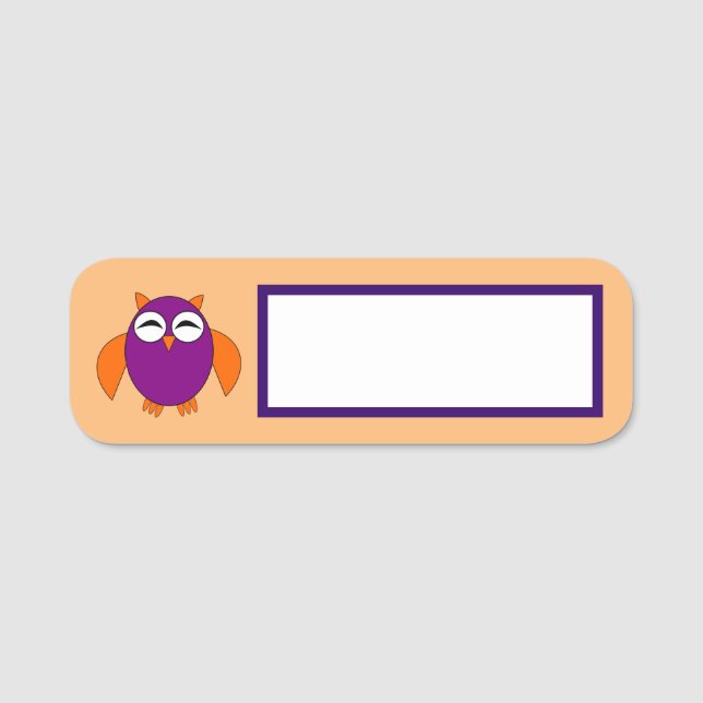 Cute Halloween Owl Name Tag (Front)