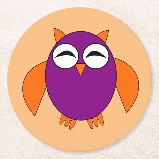 Cute Halloween Owl Paper Coasters (Front)