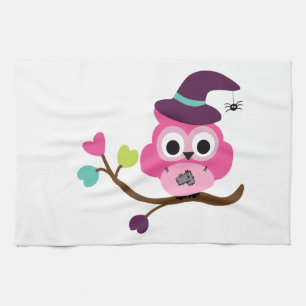 Cute Halloween Owl Tea Towel
