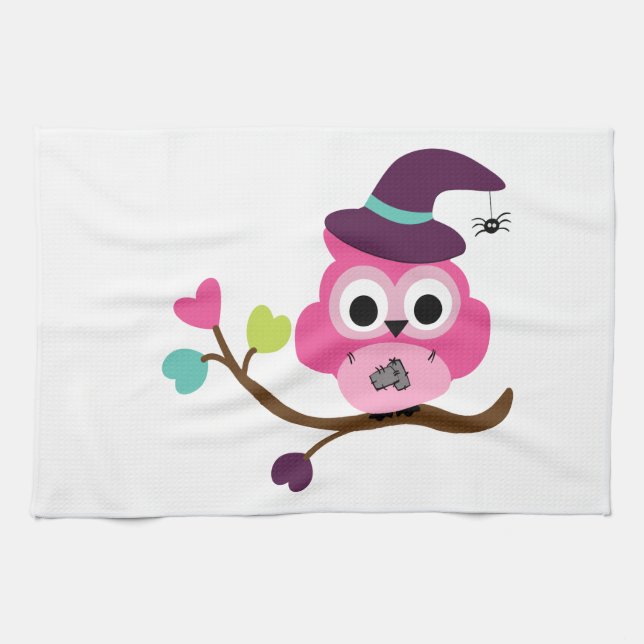 Cute Halloween Owl Tea Towel (Horizontal)