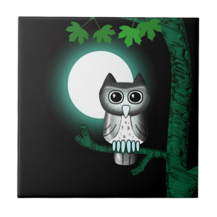 Cute Halloween Owl Tile