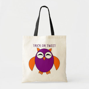 Cute Halloween Owl Trick or Tweet Custom Tote Bag