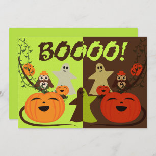 Cute Halloween Owls Pumpkins Ghosts invitation