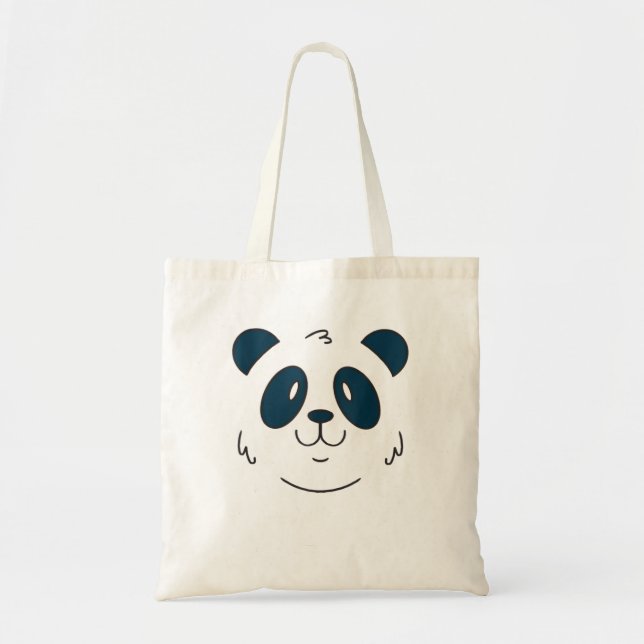 Cute Halloween Panda Bear Face Costume Tote Bag (Front)