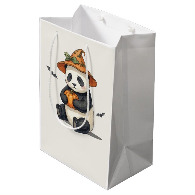 Cute Halloween Panda Pumpkin Gift Bag (Back Angled)