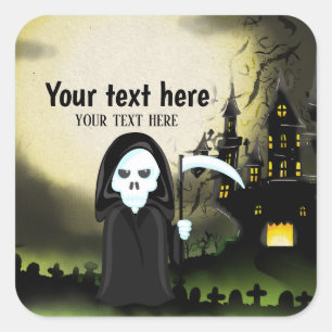 Cute Halloween party Devil Skeleton Square Sticker
