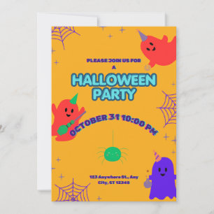 Cute Halloween Party Invitation Template   Printab