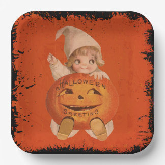 Cute Halloween Party Plate, Vintage Halloween Paper Plate