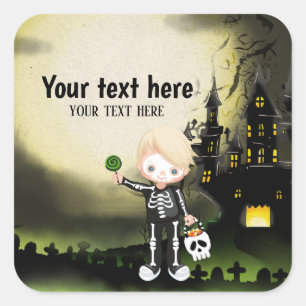Cute Halloween party Skeleton Square Sticker