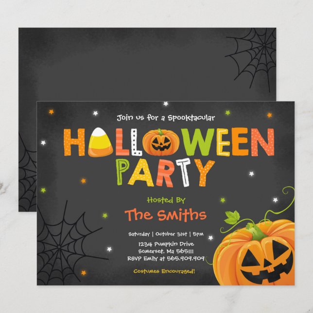 Cute Halloween Party Spooktacular Halloween Party Invitation (Front/Back)