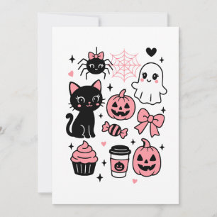 Cute Halloween Pattern Collage Holiday Card