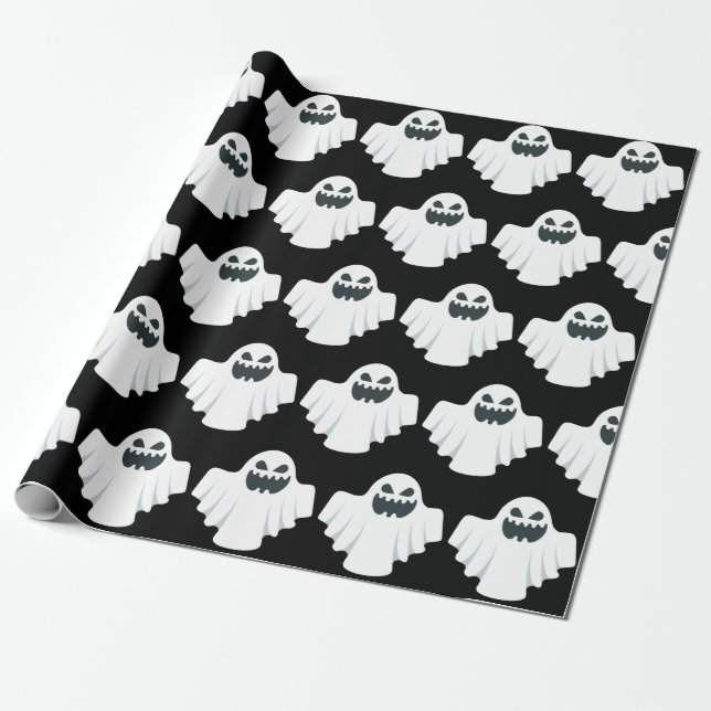 Cute Halloween Pattern Ghost Wrapping Paper (Unrolled)