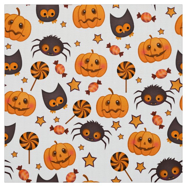 Cute Halloween Pattern Illustration Fabric (Swatch)
