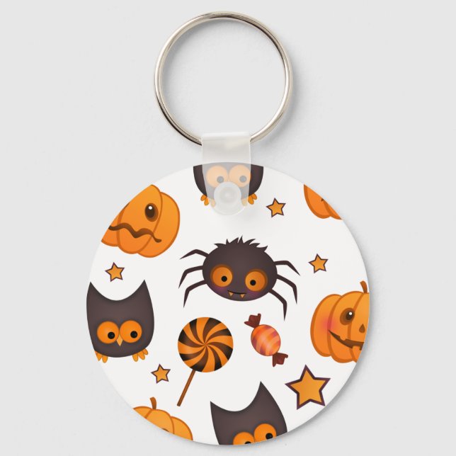 Cute Halloween Pattern Illustration Key Ring (Front)