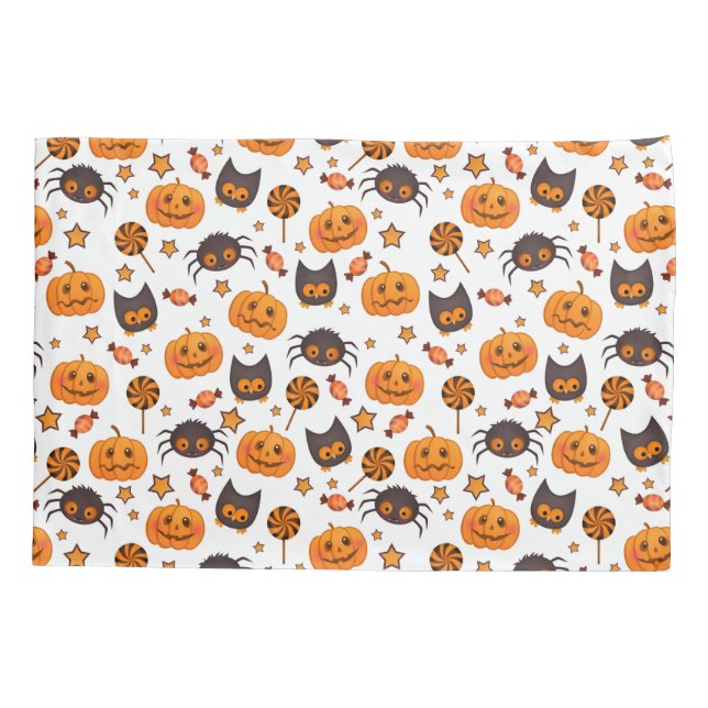 Cute Halloween Pattern Illustration Pillowcase (Back)